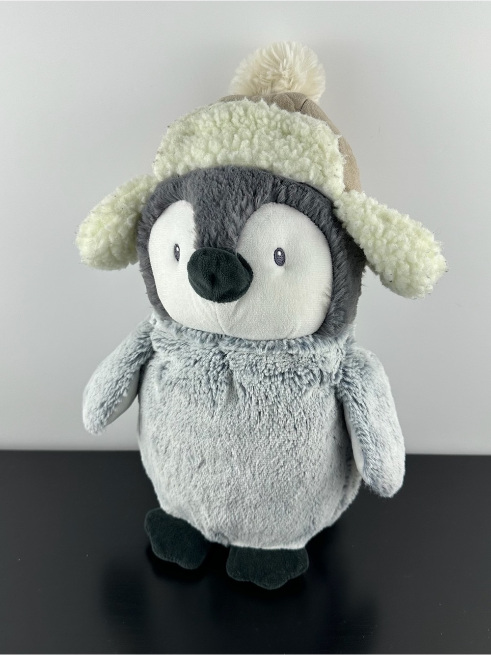 Gund RARE Indigo Baby Gray Penguin Wearing Winter Hat 13" Large Grey Plush
